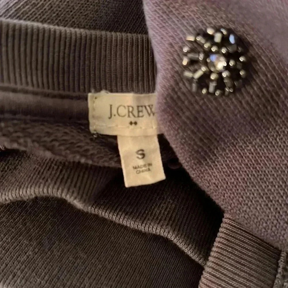 J. Crew Women’s Beaded, Rhinestone, Sequin Gray Sweatshirt Top Size Small - Picture 8 of 11